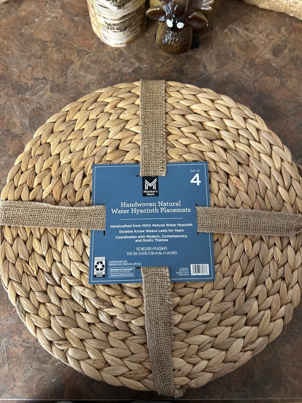 Handwoven Natural Water Hyacinth Placemats-Set of Four - Picture 9 of 9